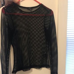 Black, mesh, long sleeve shirt